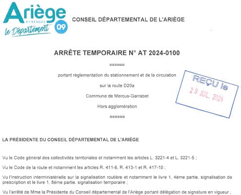 Arrêté temporaire portant réglementation du stationnement et de la circulation